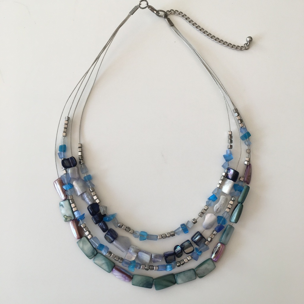 4 Layered Wire w/Beads Necklace